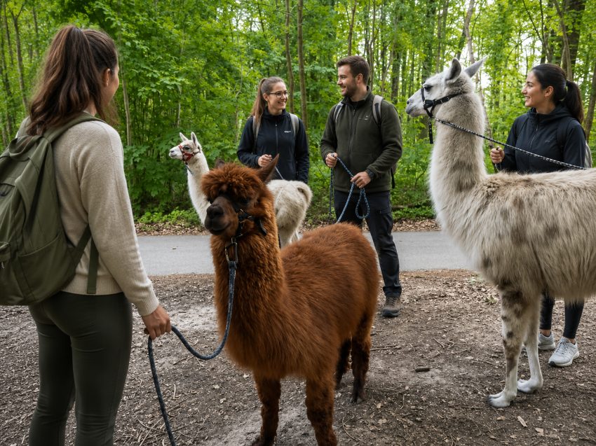 Alpaka Wanderung nahe Darmstadt - Natur erleben