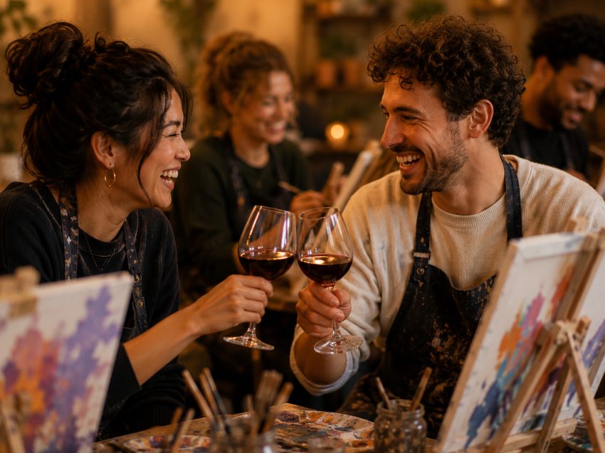 Drink & Paint Malkurs in Wien - Abstrakt malen