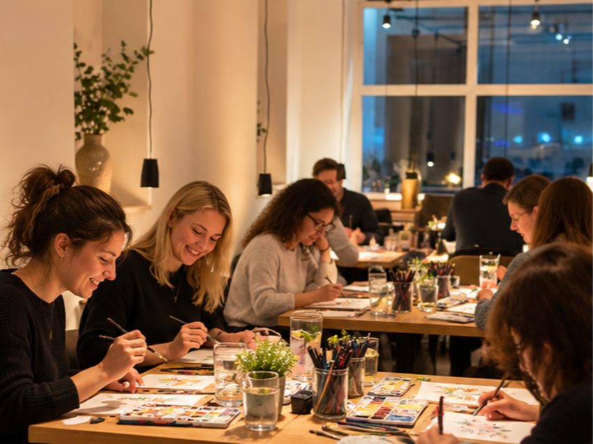 Drink & Paint Malkurs nahe Augsburg - Aquarell malen
