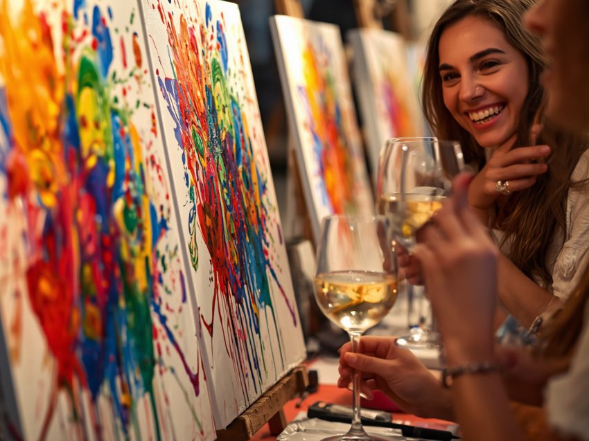 Drink & Paint Malkurs in Würzburg - Abstrakt malen