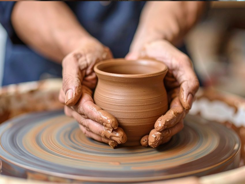 Töpferkurs an der Drehscheibe nahe Ulm