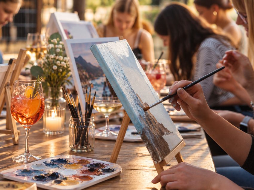 Drink & Paint Malkurs in Münster - Abstrakt malen